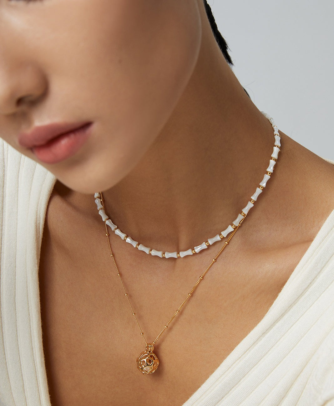 FLUID LANTERN SERIES STERLING SILVER LONG NECKLACE