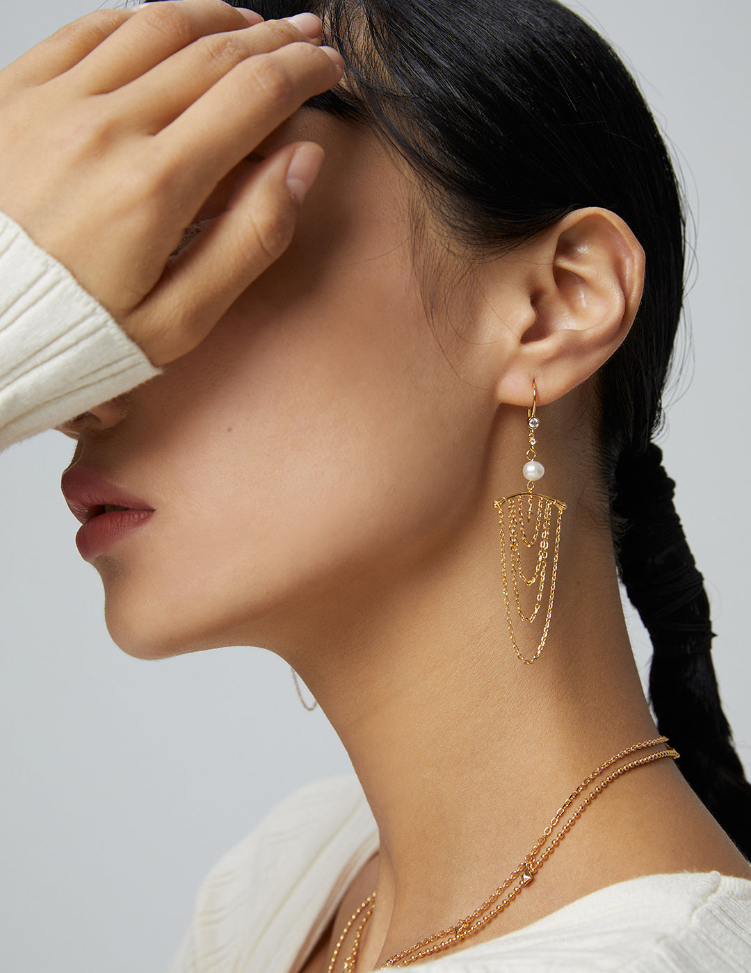 STERLING SILVER PEARL DROP EARRINGS