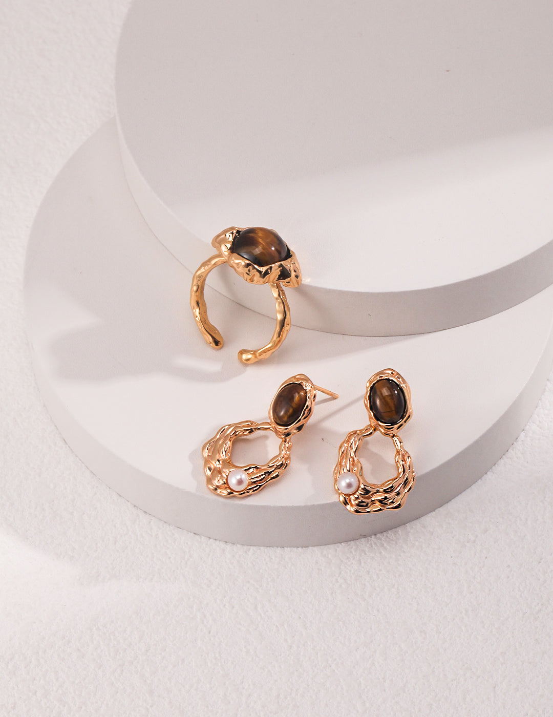 STERLING SILVER TIGER EYE DROP EARRINGS