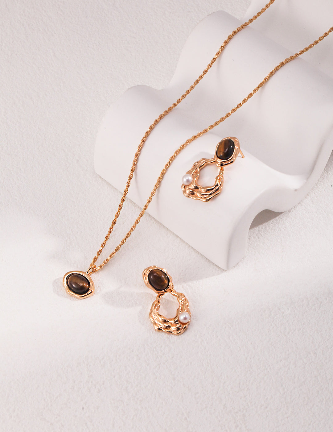 STERLING SILVER TIGER EYE DROP EARRINGS