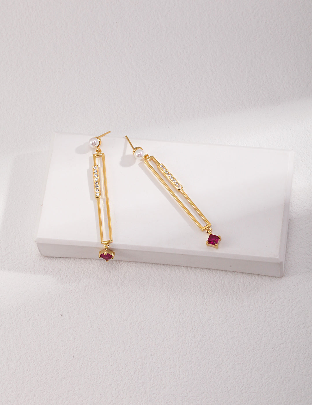 STERLING SILVER ZIRCON EMBELLISHED SHELL BEADS STATEMENT EARRINGS