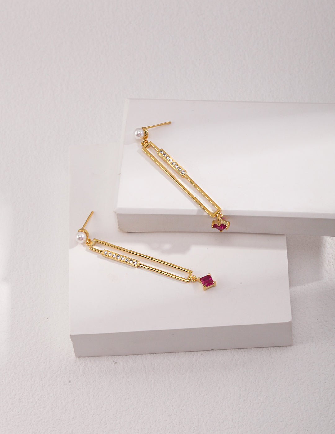 STERLING SILVER ZIRCON EMBELLISHED SHELL BEADS STATEMENT EARRINGS