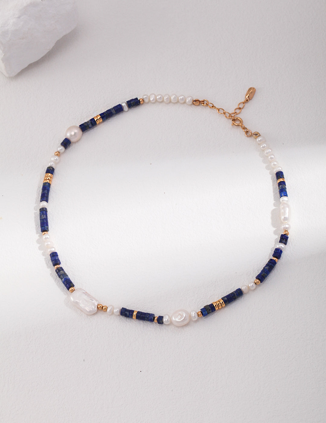 STERLING SILVER LAPIS LAZULI PEARL NECKLACE