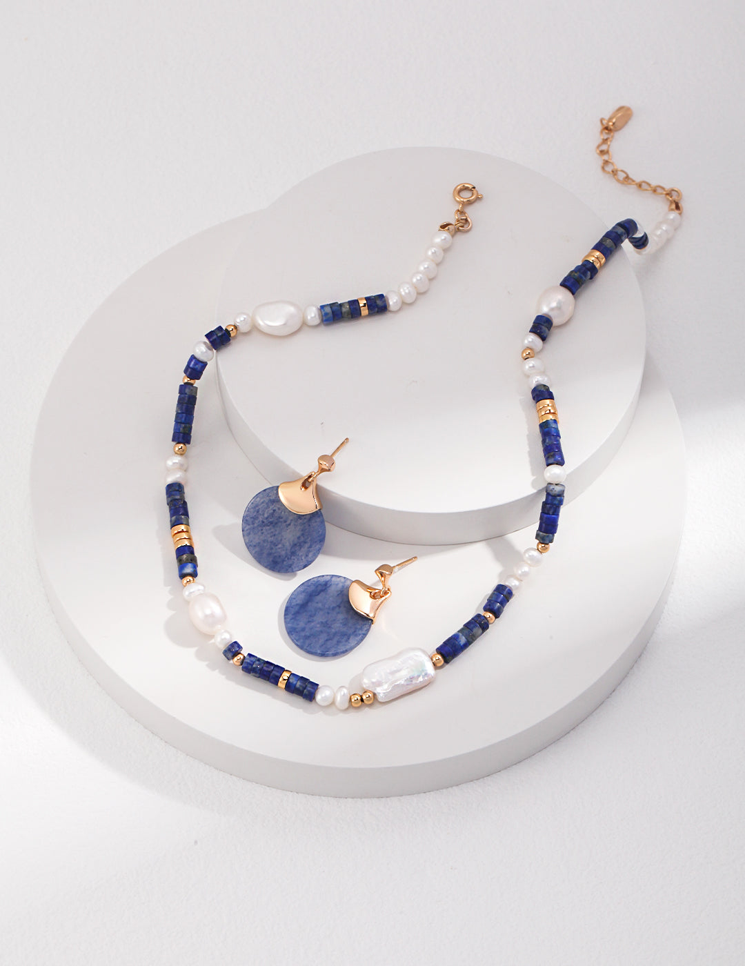 STERLING SILVER LAPIS LAZULI PEARL NECKLACE