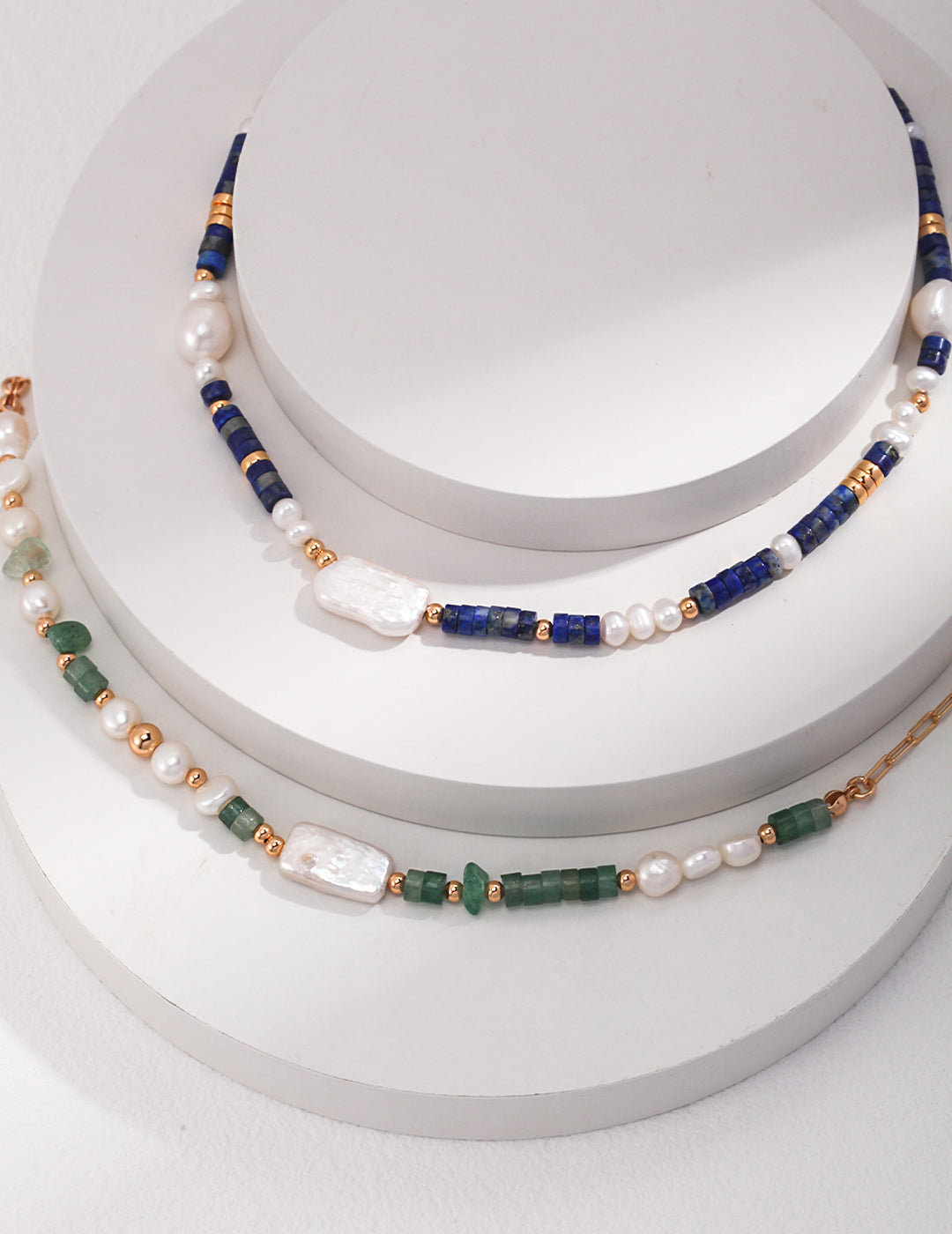 STERLING SILVER LAPIS LAZULI PEARL NECKLACE