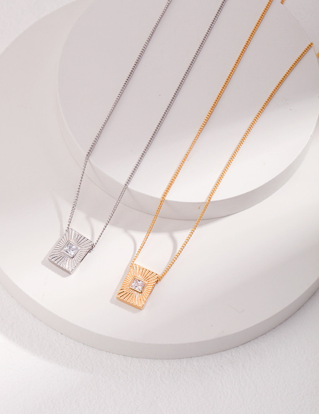 STERLING SILVER GEMSTONE TAG NECKLACE