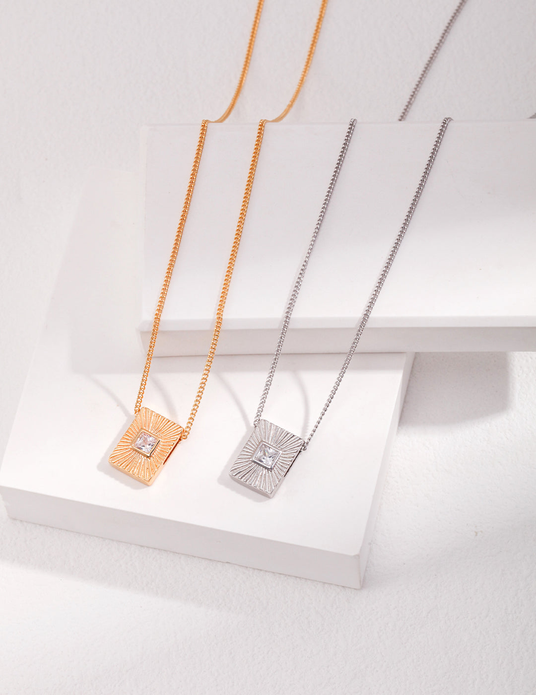 STERLING SILVER GEMSTONE TAG NECKLACE
