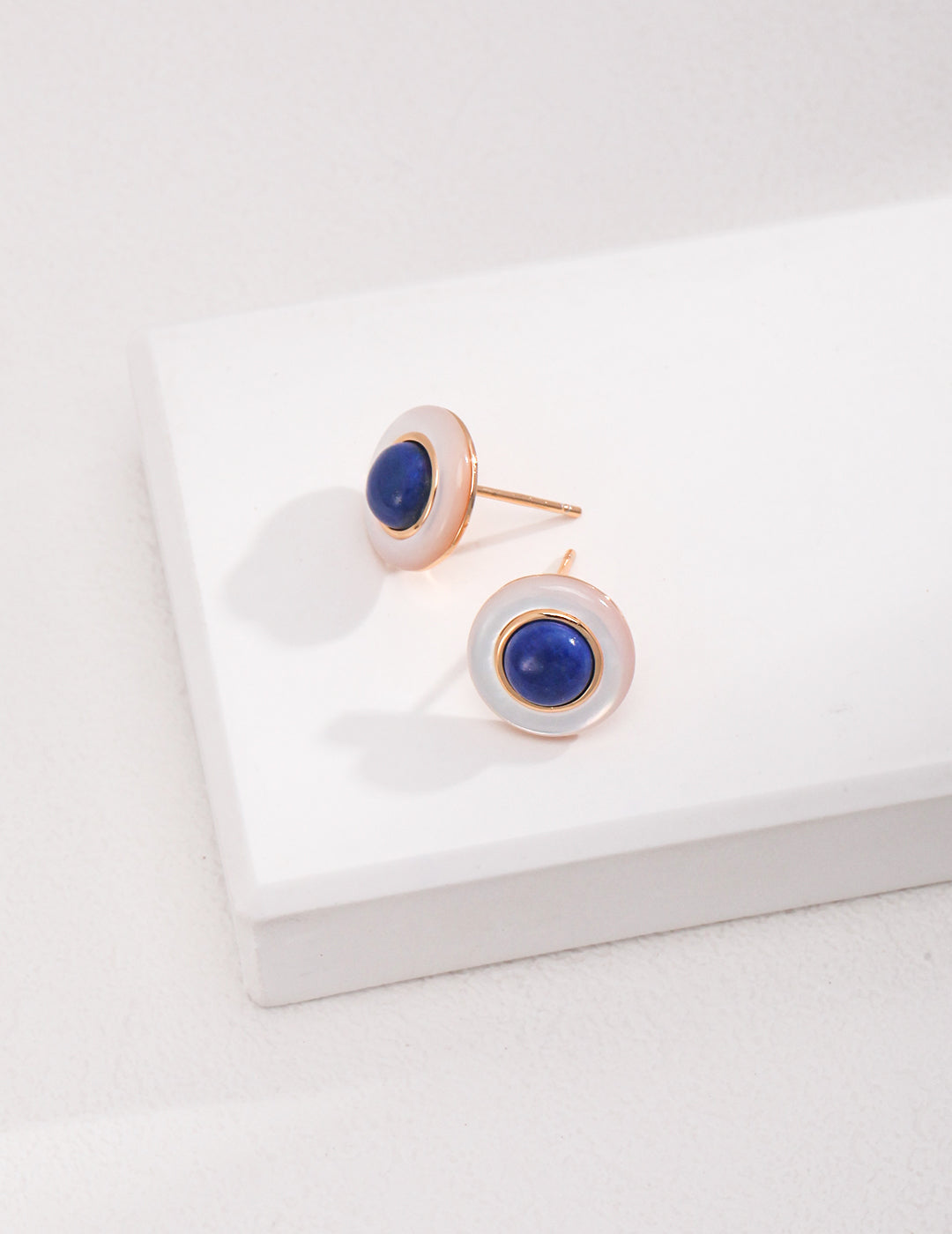 STERLING SILVER LAPIS LAZULI WHITE NACRE EARRINGS