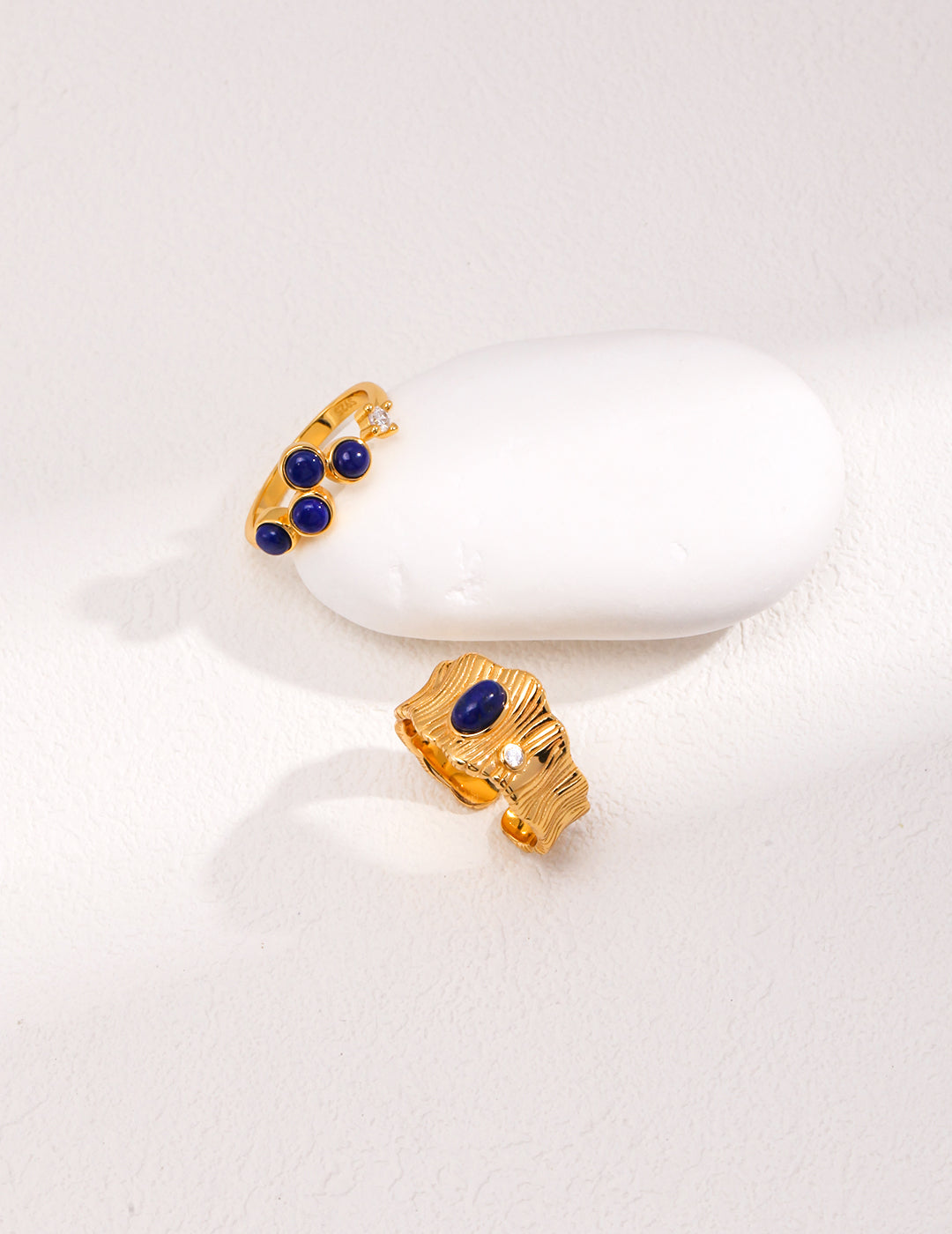 STERLING SILVER ZIRCON LAPIS LAZULI ADJUSTABLE RING