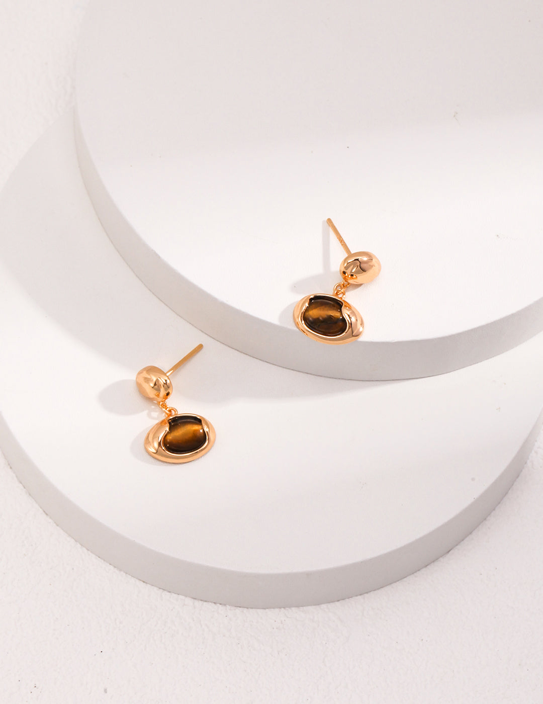 VERSATILE STERLING SILVER NATURAL TIGER EYE STONE EARRINGS