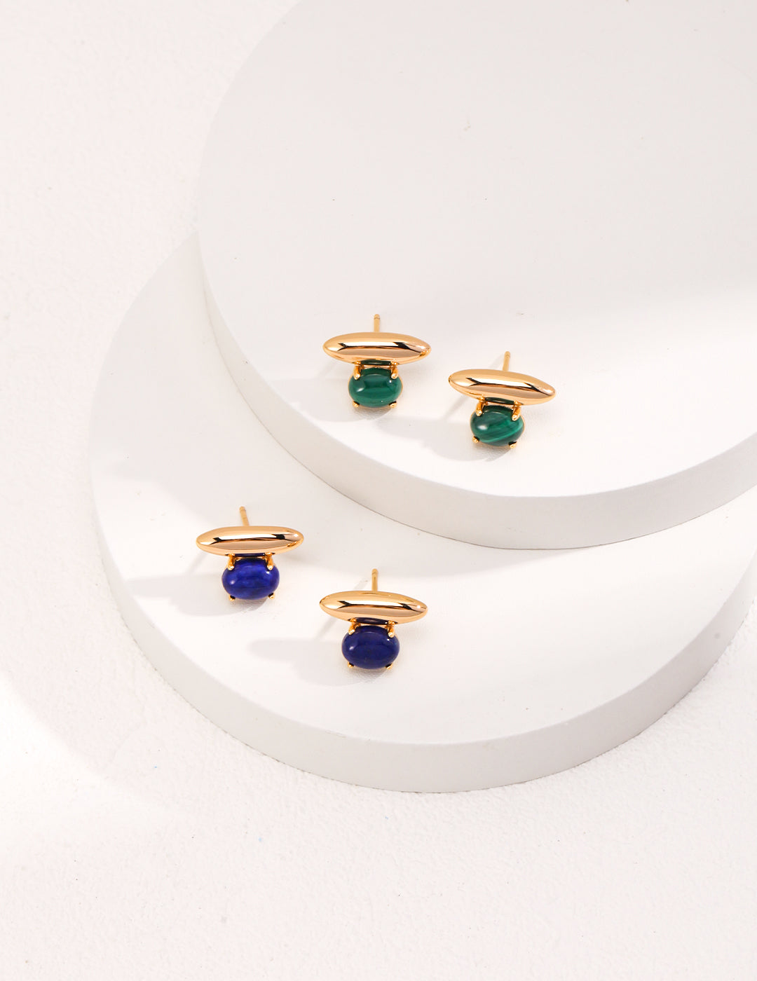 VERSATILE NATURAL LAPIS LAZULI/MALACHITE STERLING SILVER EARRINGS