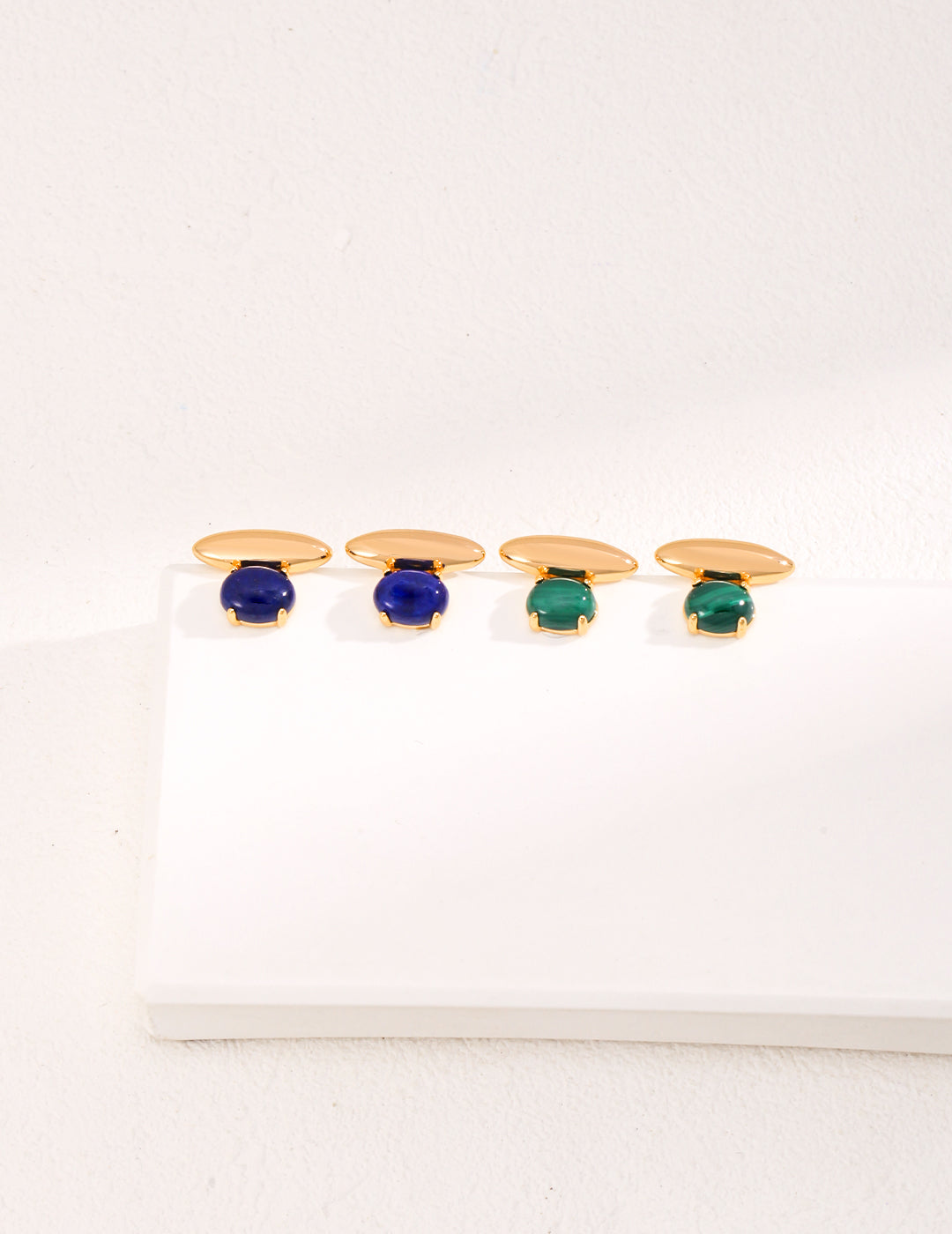 VERSATILE NATURAL LAPIS LAZULI/MALACHITE STERLING SILVER EARRINGS