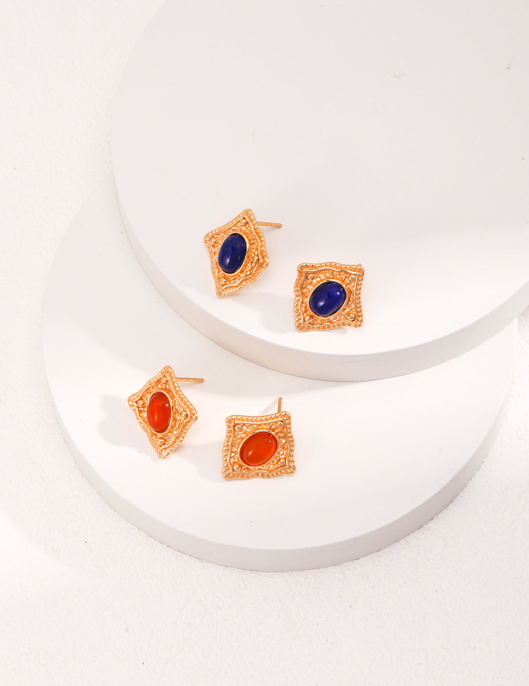 STERLING SILVER LAPIS LAZULI/CARNELIAN EARRINGS