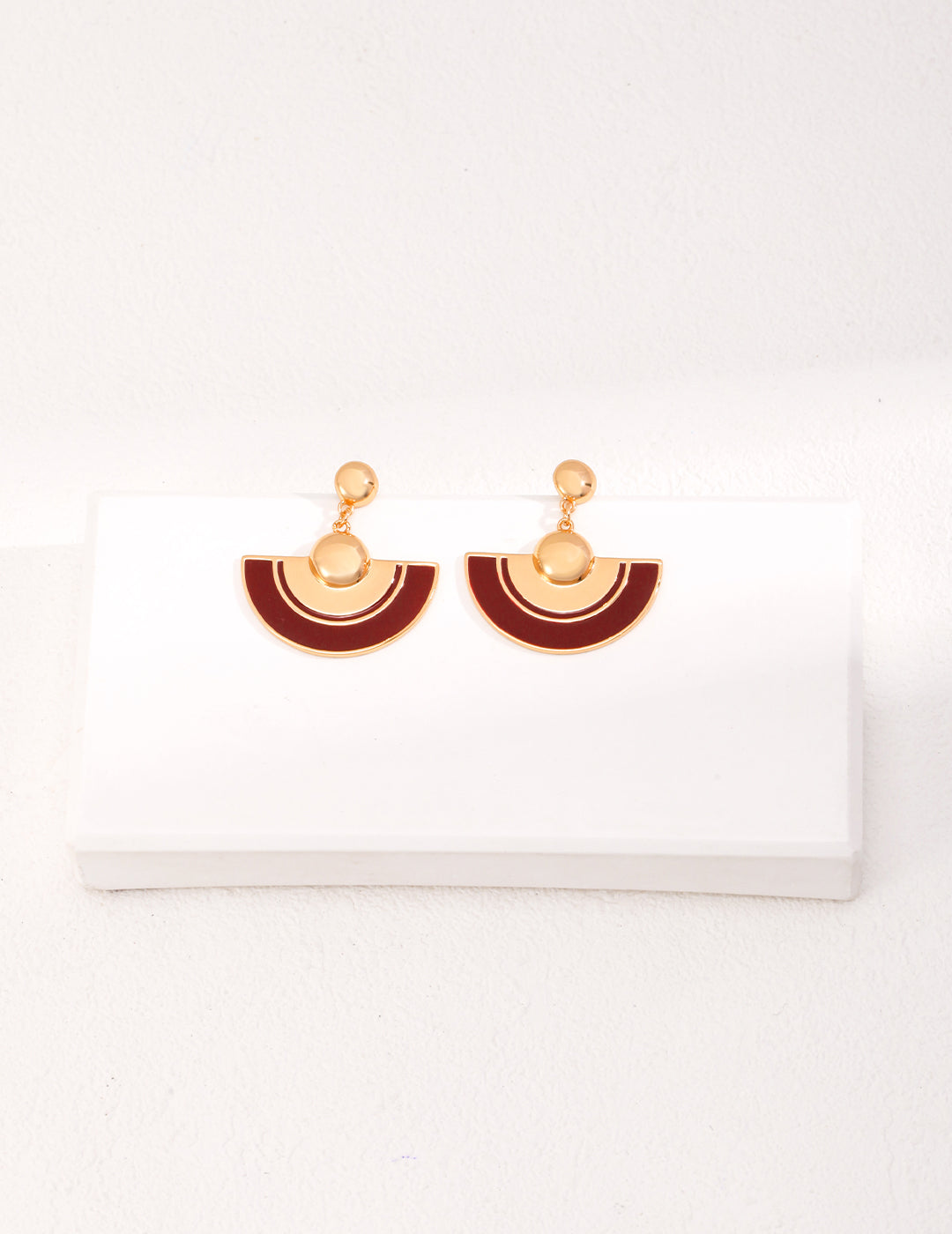 STERLING SILVER FAN-SHAPED DRIP GLAZE EARRINGS