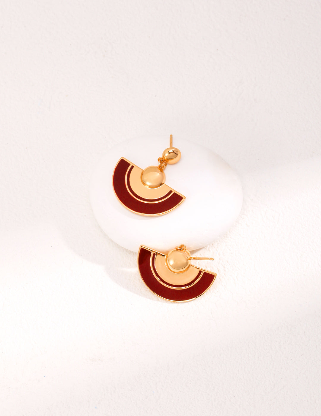 STERLING SILVER FAN-SHAPED DRIP GLAZE EARRINGS