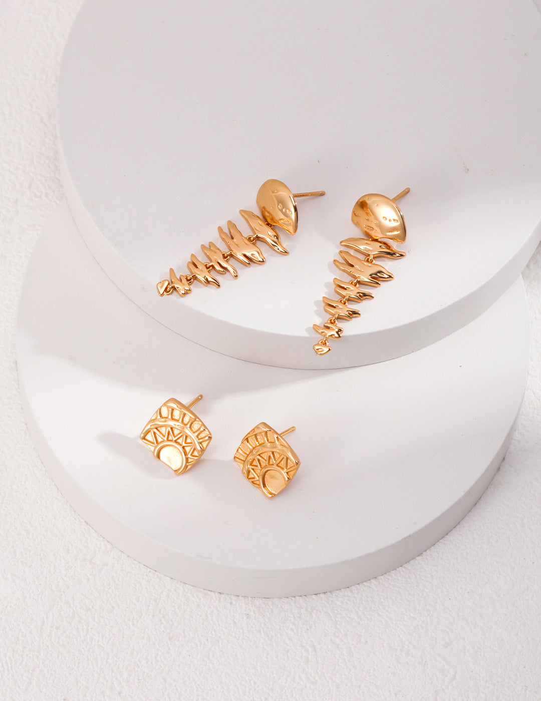 STERLING SILVER FISHBONE STUD EARRINGS