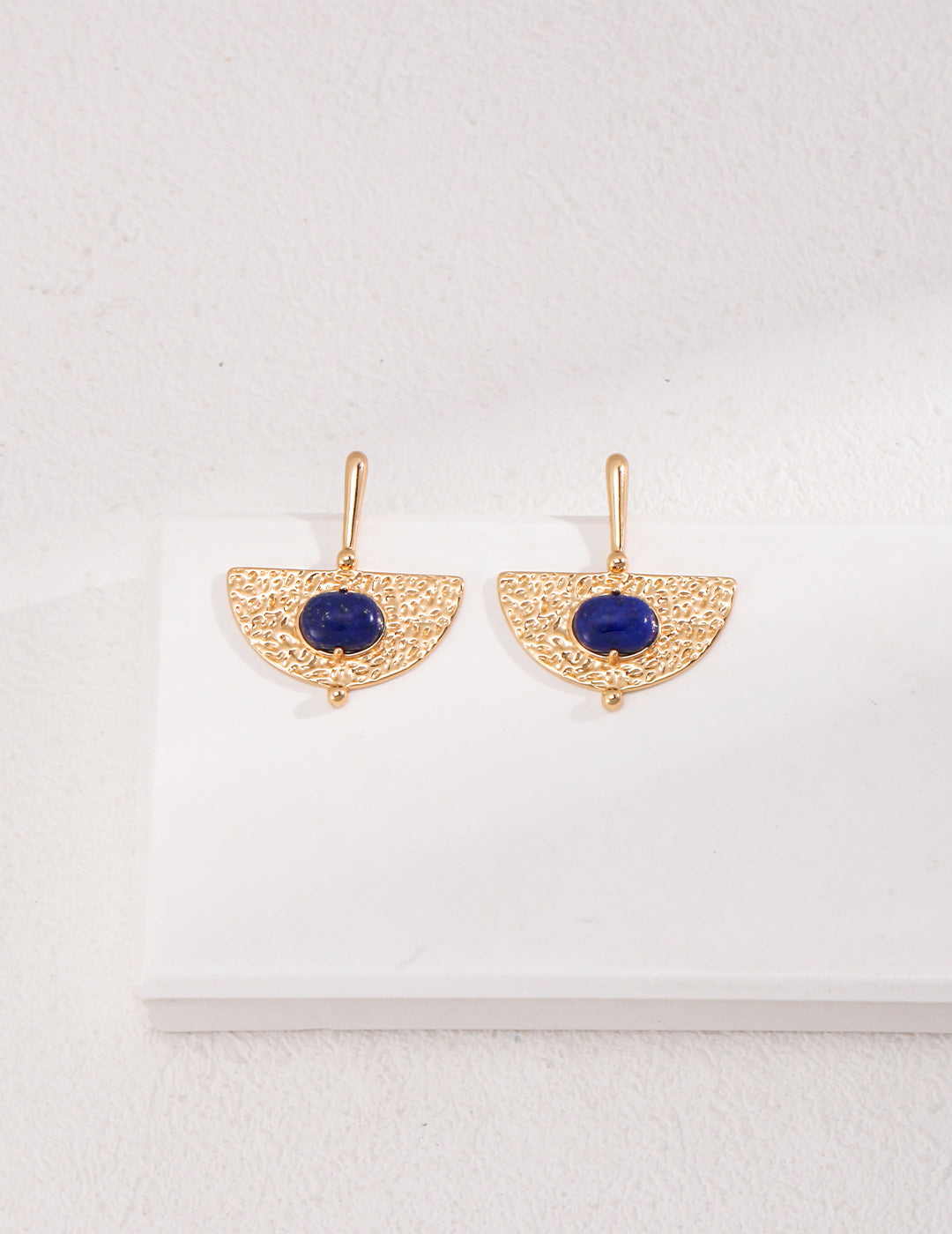 STERLING SILVER LAPIS LAZULI HALF MOON STUD EARRINGS