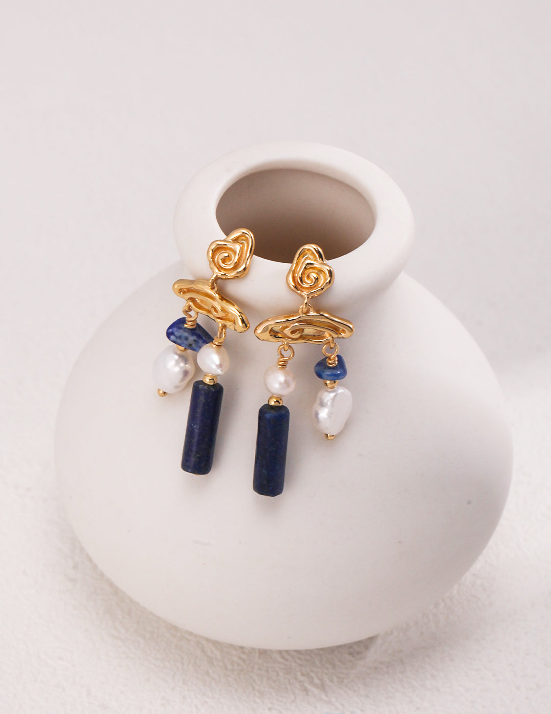 STERLING SILVER GEMSTONE PEARL CHANDELIER EARRINGS