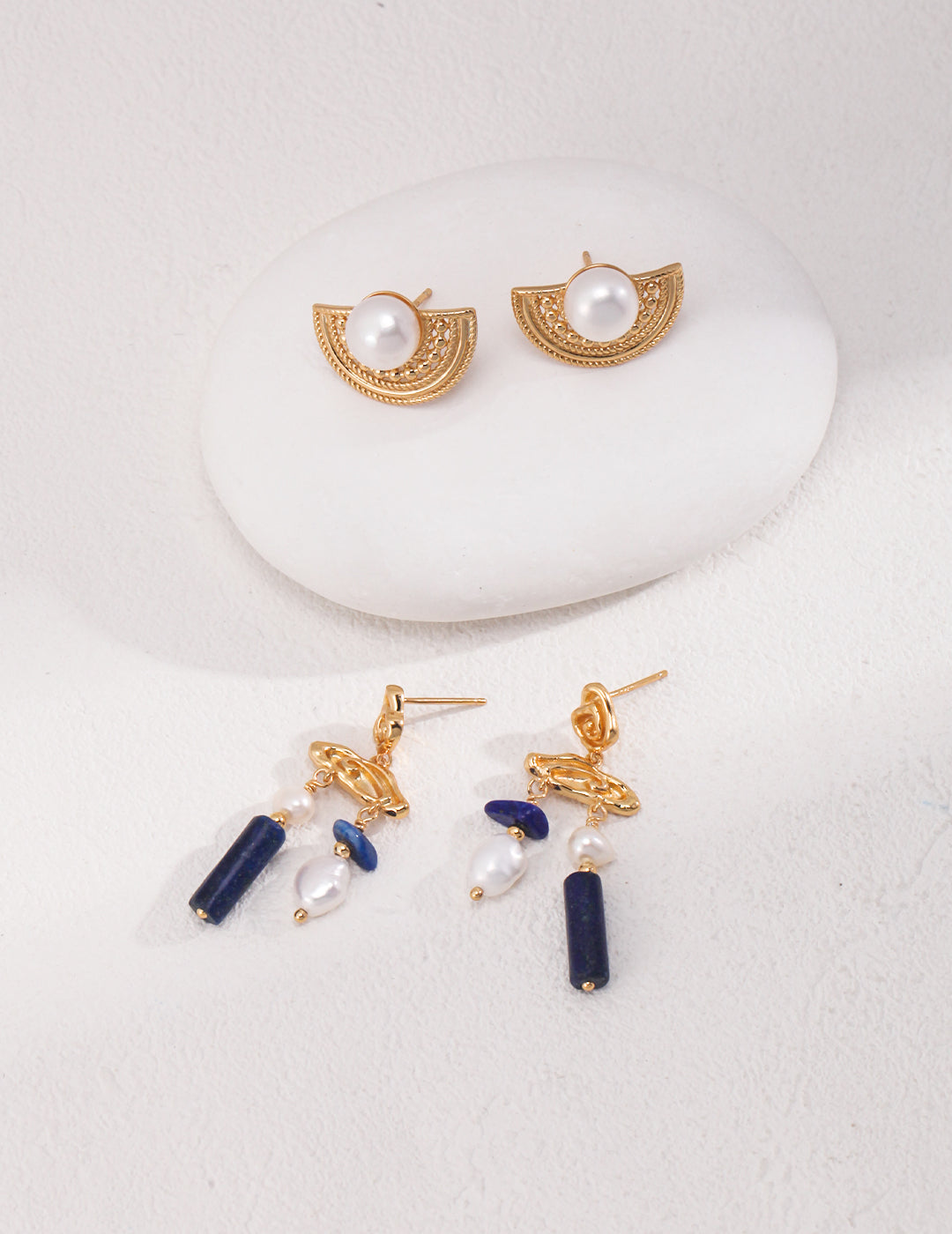STERLING SILVER GEMSTONE PEARL CHANDELIER EARRINGS