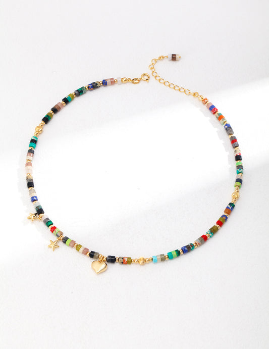 STERLING SILVER MOSAIC GEMSTONE STACKING NECKLACE