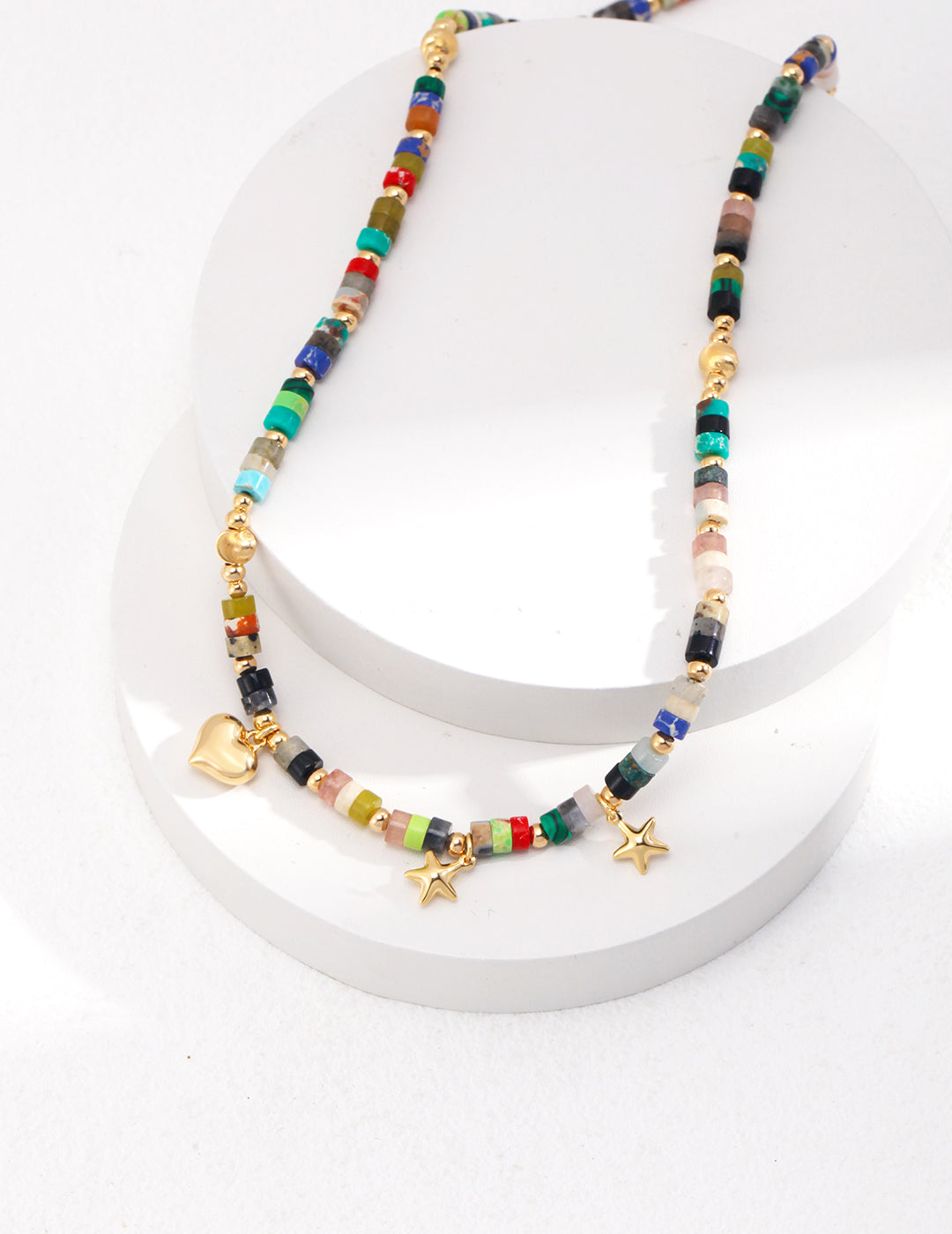 STERLING SILVER MOSAIC GEMSTONE STACKING NECKLACE