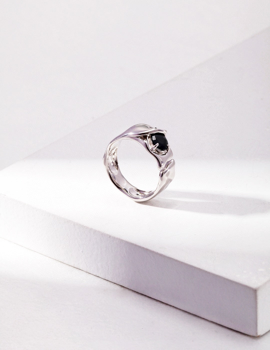 STERLING SILVER AGATE OPEN RING
