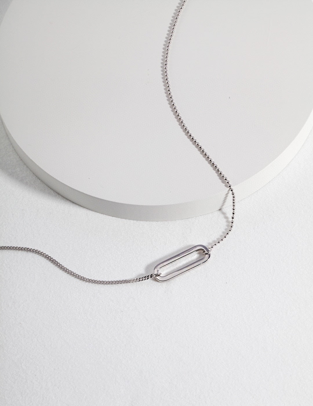 STERLING SILVER OVAL STACKING NECKLACE