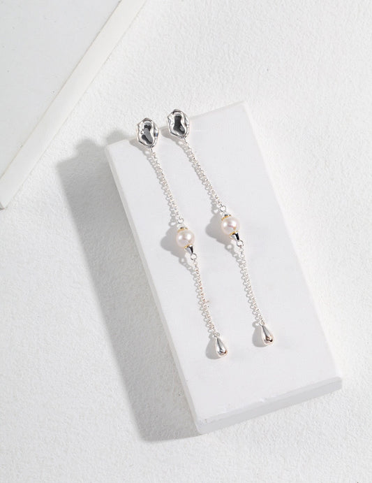 JINBO SERIES STERLING SILVER PEARL EARRINGS