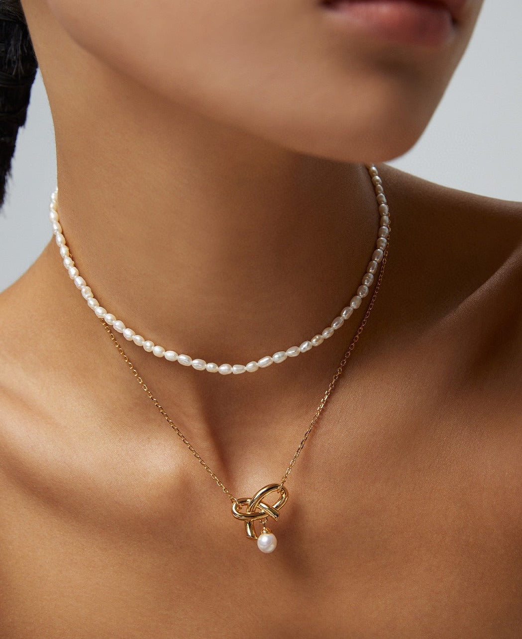 LOVE BOW SERIES STERLING SILVER PEARL NECKLACE