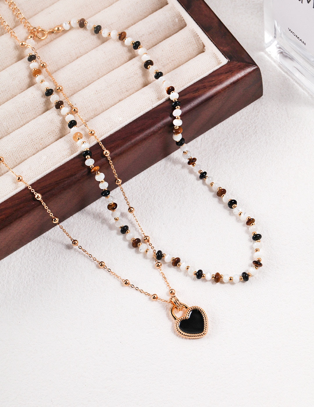 STERLING SILVER TIGER EYE STACKING NECKLACE