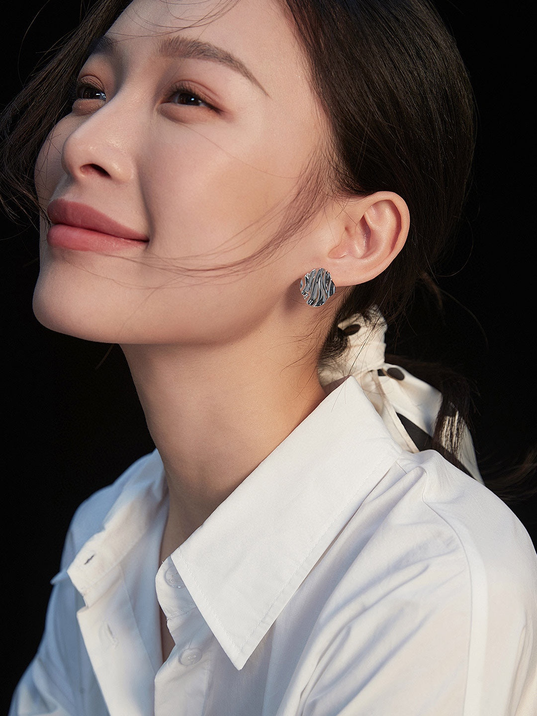 STERLING SILVER WATER RIPPLE EVERYDAY EARRINGS