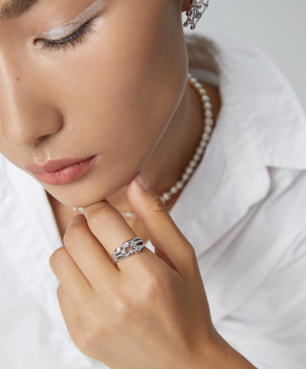 STERLING SILVER GEMSTONE OPEN RING