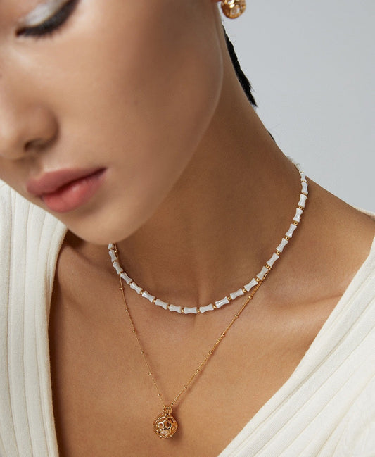 STERLING SILVER BAMBOO NECKLACE