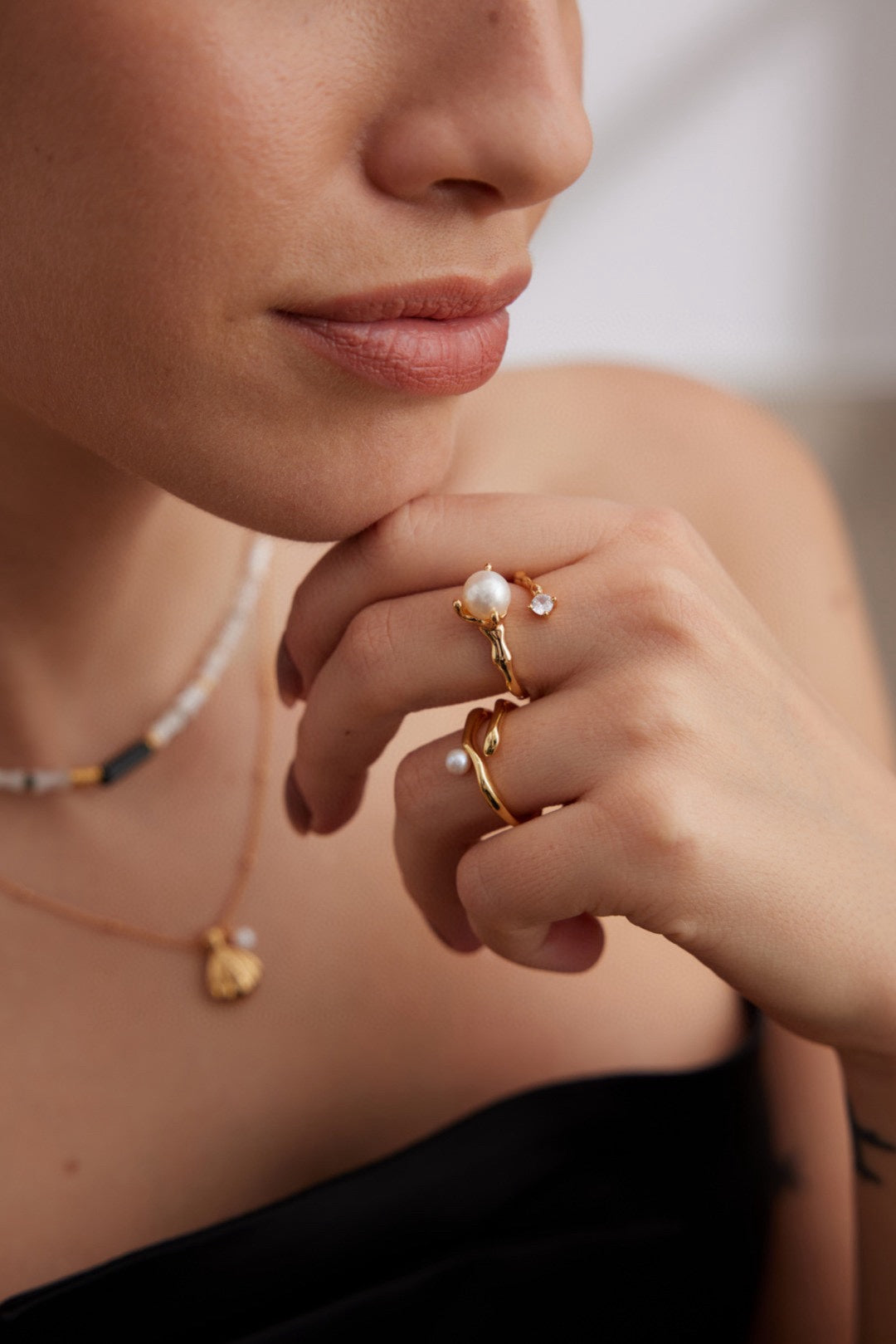 STERLING SILVER PEARL ZIRCON RING