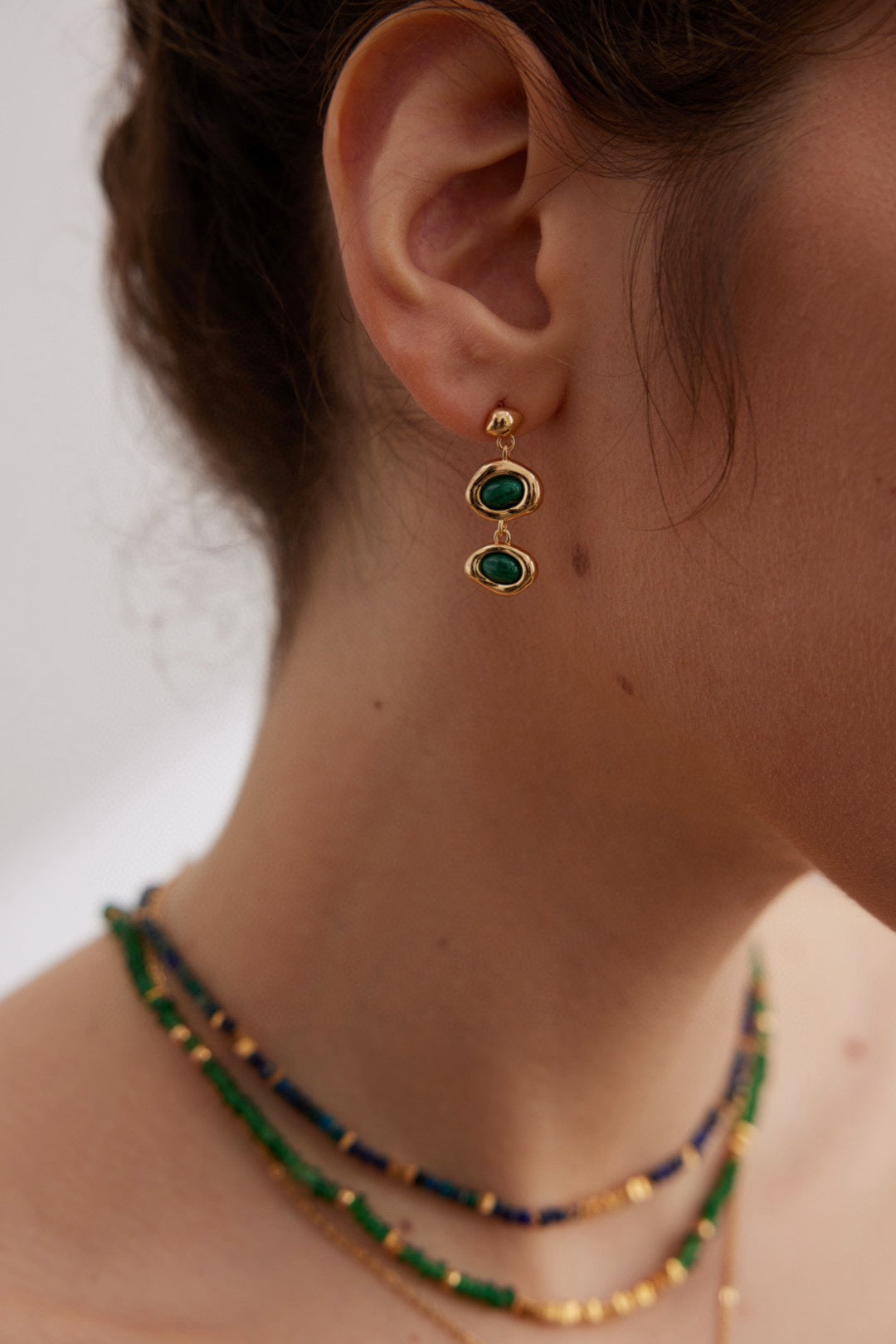 STERLING SILVER MALACHITE DROP EARRINGS