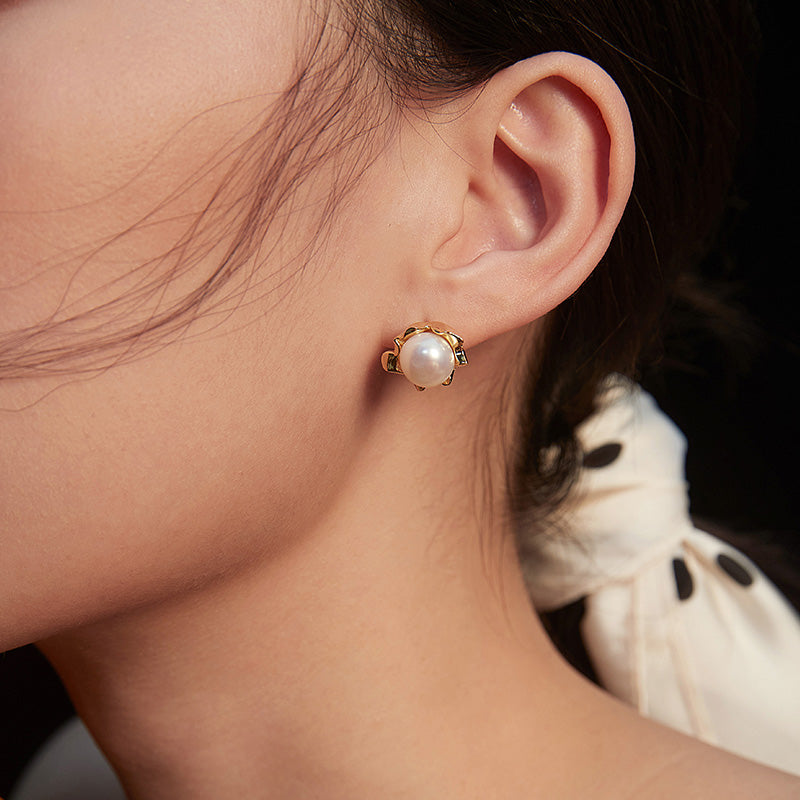 STERLING SILVER EVERYDAY VERSATILE PEARL STUD EARRINGS