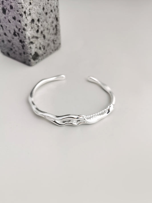 LAVA SERIES SILVER STACKING CUFF BRACELET