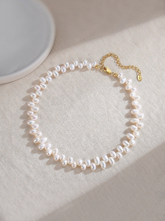 TIMELESS NATURAL PEARL STERLING SILVER NECKLACE