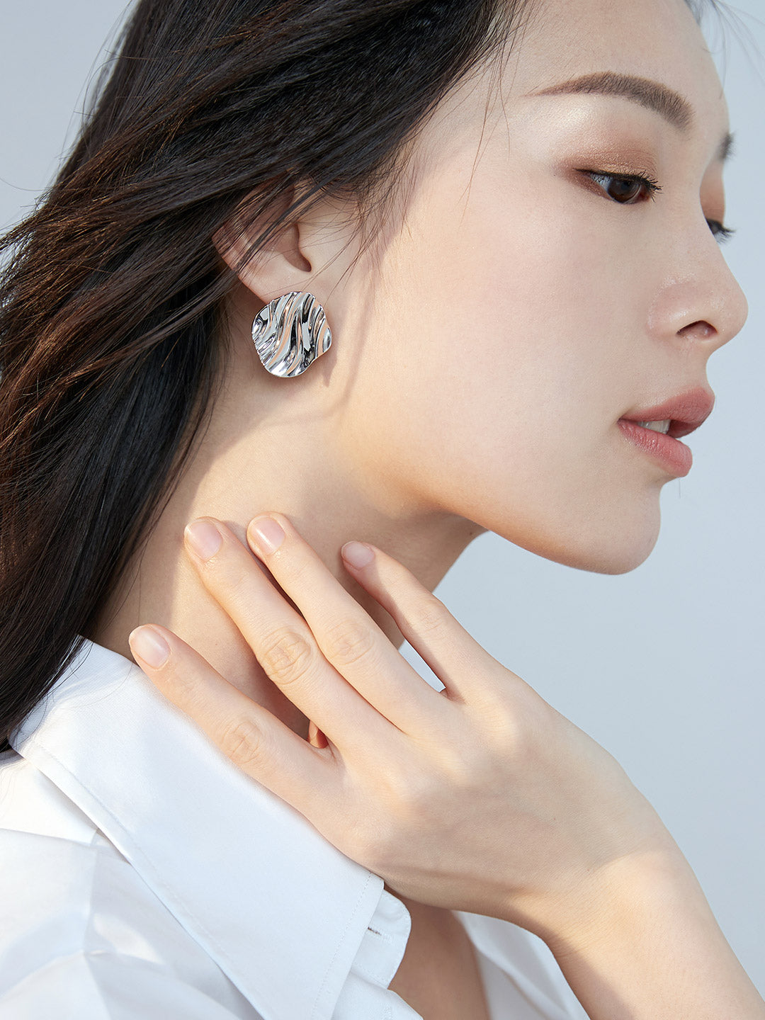 STERLING SILVER WATER RIPPLE EVERYDAY EARRINGS
