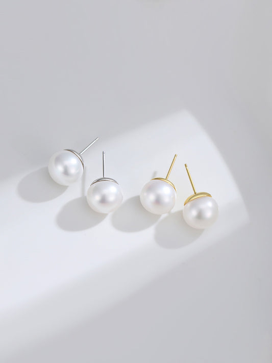 NATURAL PEARL STERLING SILVER SIMPLE CLASSIC EARRINGS