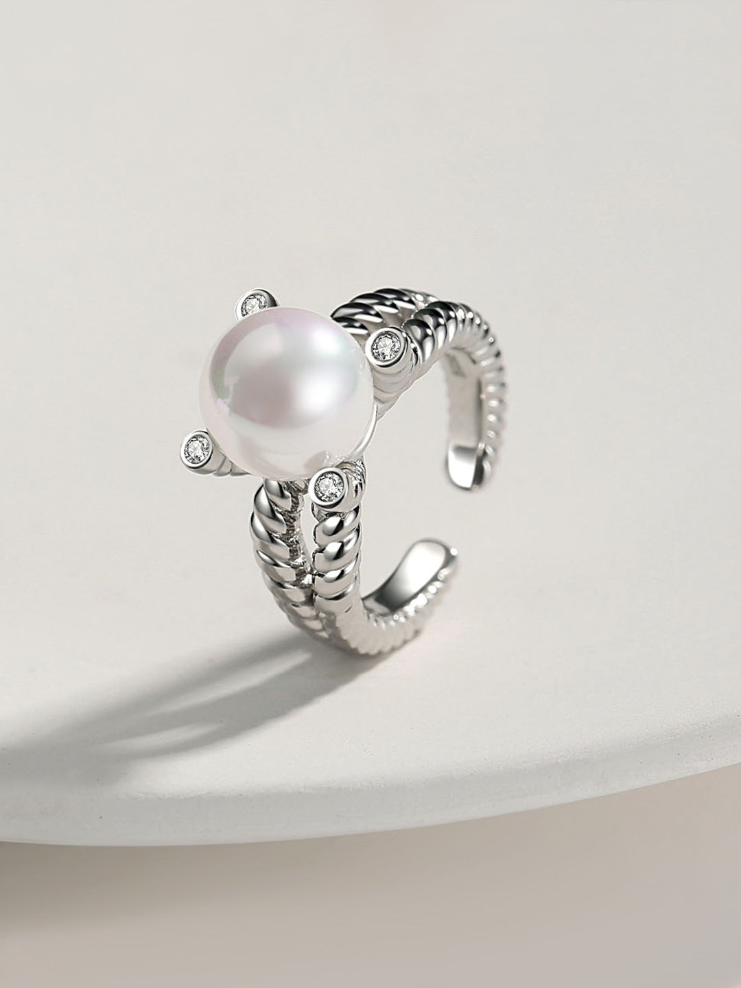 SHELL BEAD THREADED ARM ADJUSTABLE RING