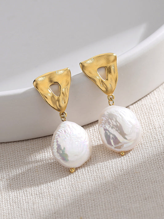 NATURAL BAROQUE PEARL STERLING SILVER EVERYDAY EARRINGS