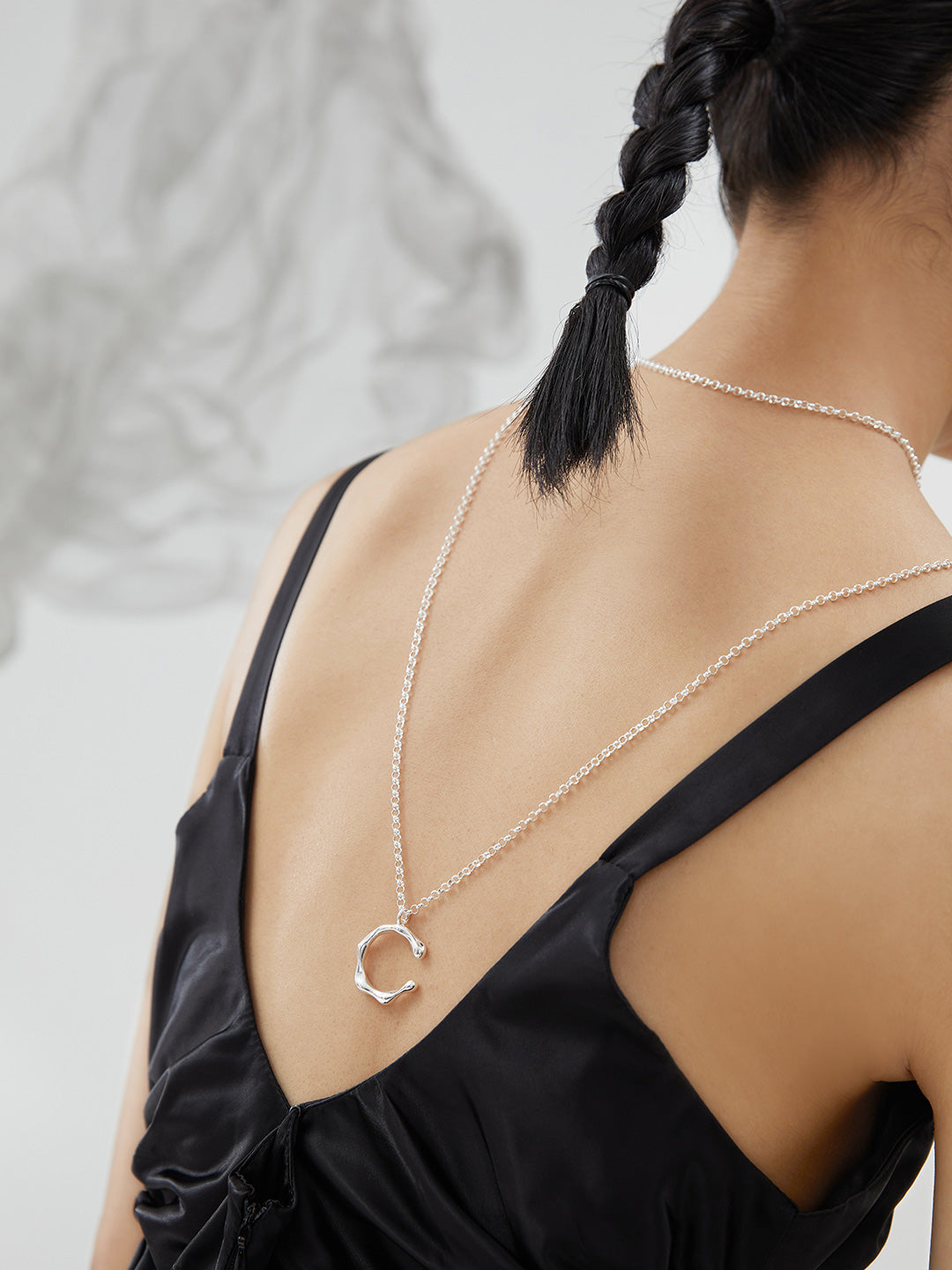 LAVA SERIES PLAIN SILVER LONG NECKLACE