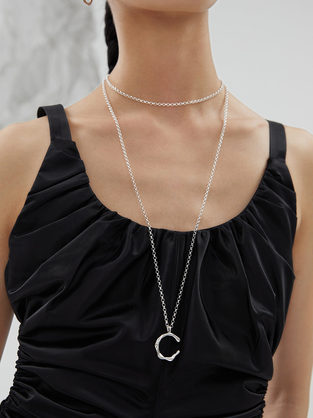 LAVA SERIES PLAIN SILVER LONG NECKLACE