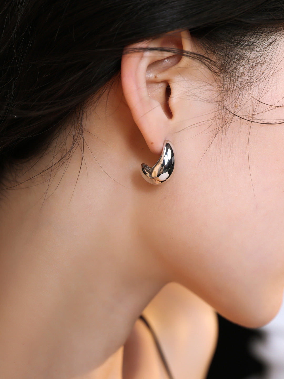 STERLING SILVER CHUBBY HOOP EARRINGS