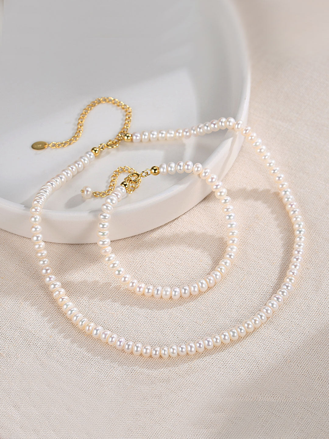 STERLING SILVER NATURAL PEARL TIMELESS NECKLACE BRACELET - SET