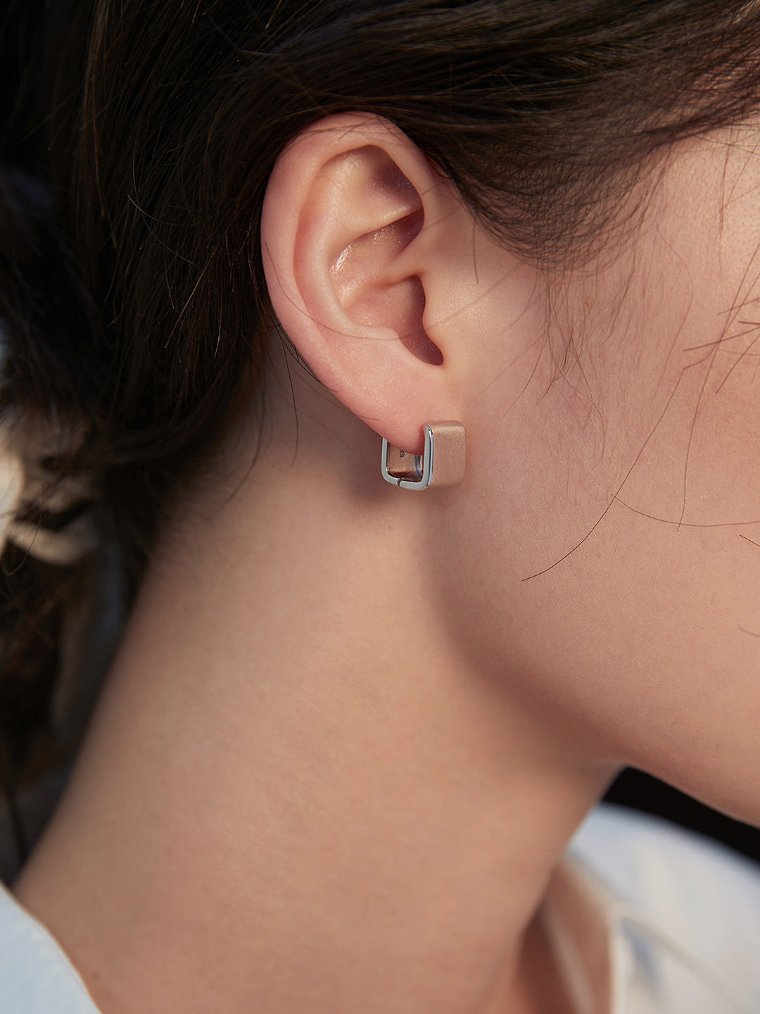 STERLING SILVER SQUARE MINI HOOP EARRINGS