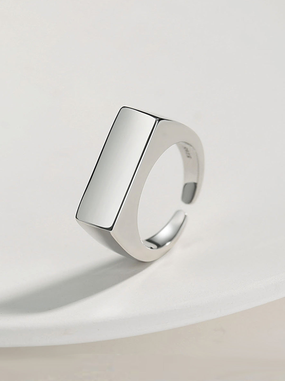 STERLING SILVER CLEAN FLAT-CUT ADJUSTABLE RING