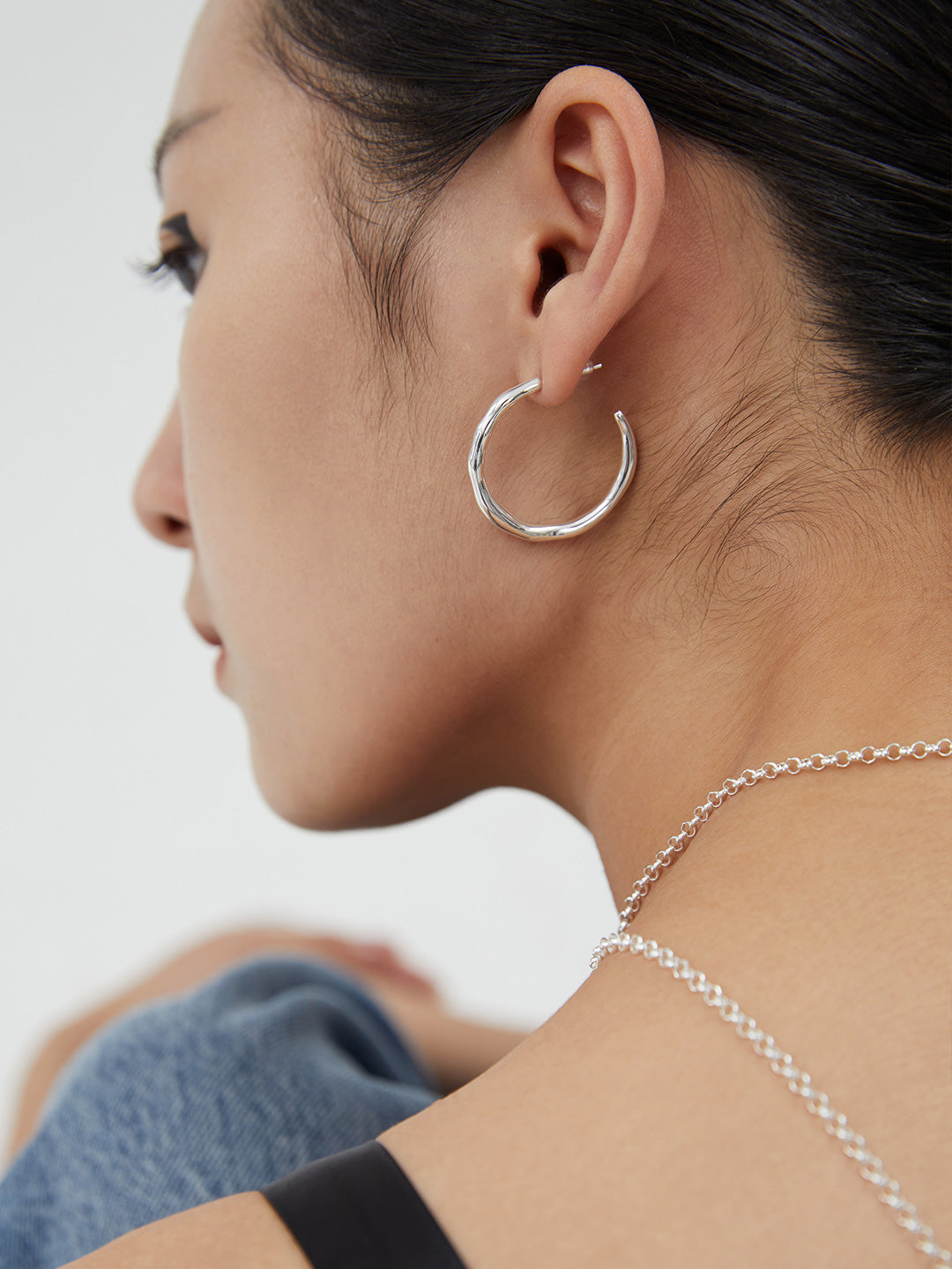 LAVA SERIES PLAIN SILVER HOOP EARRINGS