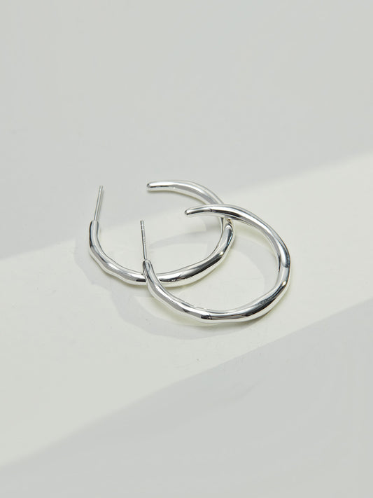 LAVA SERIES PLAIN SILVER HOOP EARRINGS